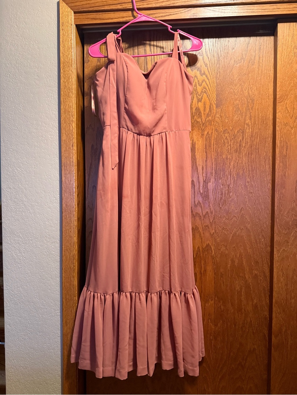 Sleeveless Maxi Dress with Ruffle Hem in Mauve Pink